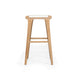 Side profile of the Zen Backless Bar Stool – White – Open Weave with clean lines and sculpted teak legs.