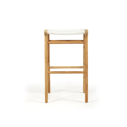 Rear view of the Zen Backless Bar Stool – White – Close Weave showcasing clean joinery and structural support.