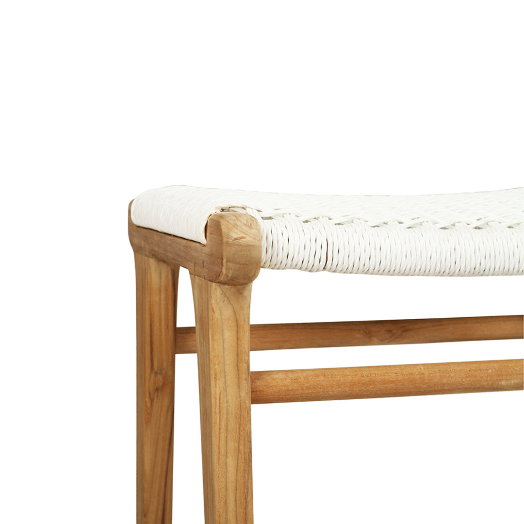Close-up of the Zen Backless Bar Stool seat – White – Close Weave highlighting handwoven pattern and corner craftsmanship.