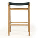 Rear view of Zen Backless Bar Stool – Black – Open Weave illustrating solid teak construction and crossbar stability.