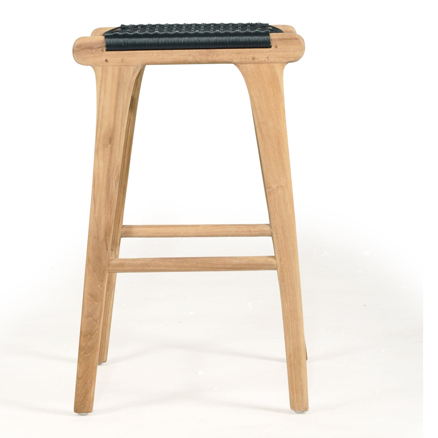 Side profile of Zen Backless Bar Stool – Black – Open Weave showing the clean lines and ergonomic shape.