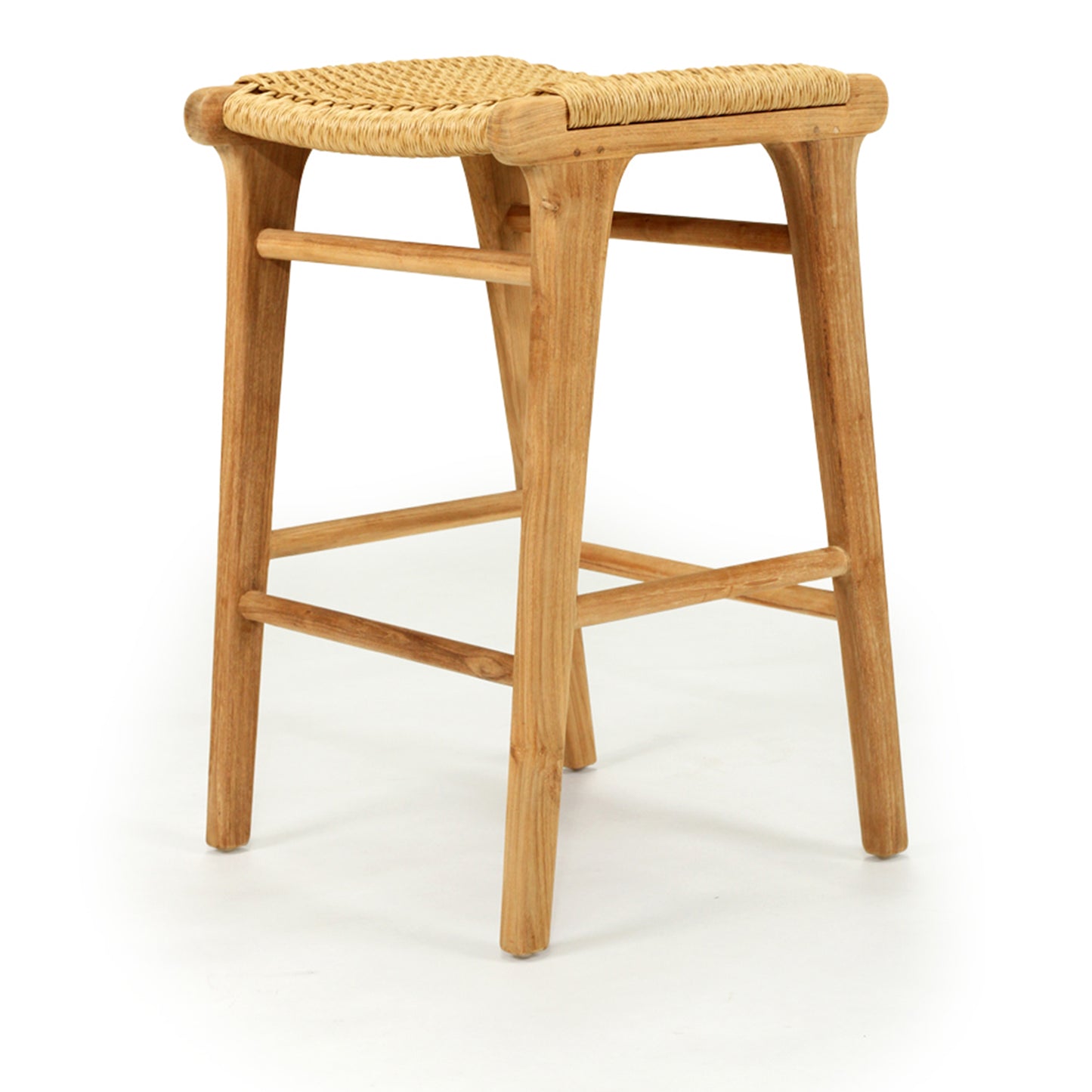 Angled product view of the Zen Backless Bar Stool – Sand – Open Weave on a clean white studio backdrop.