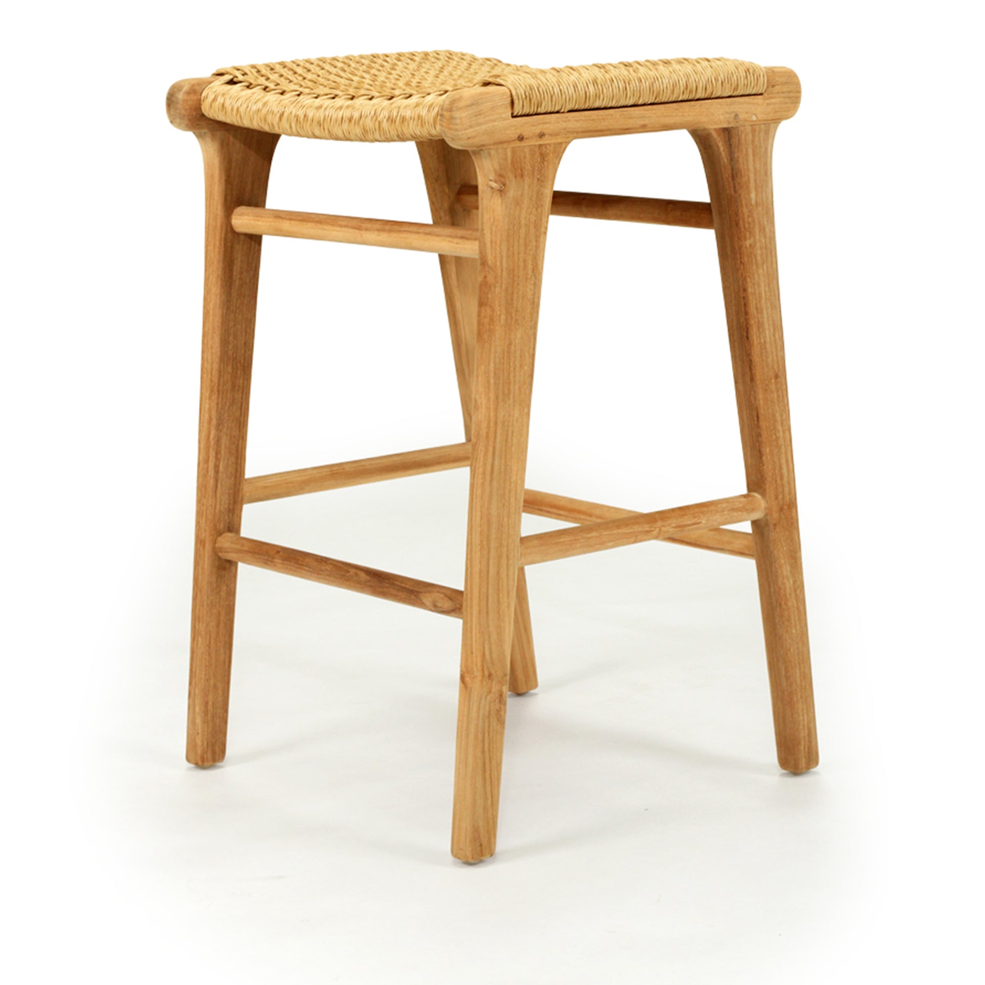 Angled product view of the Zen Backless Bar Stool – Sand – Open Weave on a clean white studio backdrop.