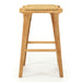 Side profile of the Zen Backless Bar Stool – Sand – Open Weave displaying its natural teak legs and ergonomic seat.