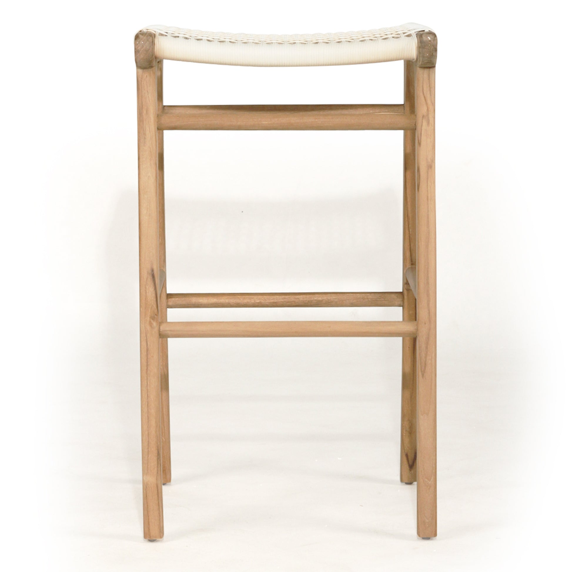Rear studio view of Zen Backless Bar Stool – White – Open Weave showing crossbar structure and clean lines.
