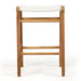 Rear view of the Zen Backless Bar Stool – White – Open Weave featuring timber joinery and natural wood grain.