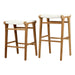 Pair of Zen Backless Bar Stools – White – Open Weave displayed together on white background to show size variation and set option.