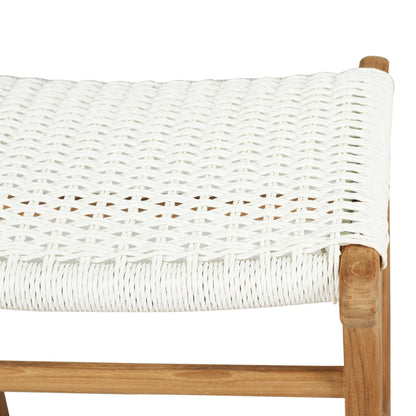 Close-up of the white synthetic weave seat on the Zen Backless Bar Stool showing texture and precise handwoven pattern.