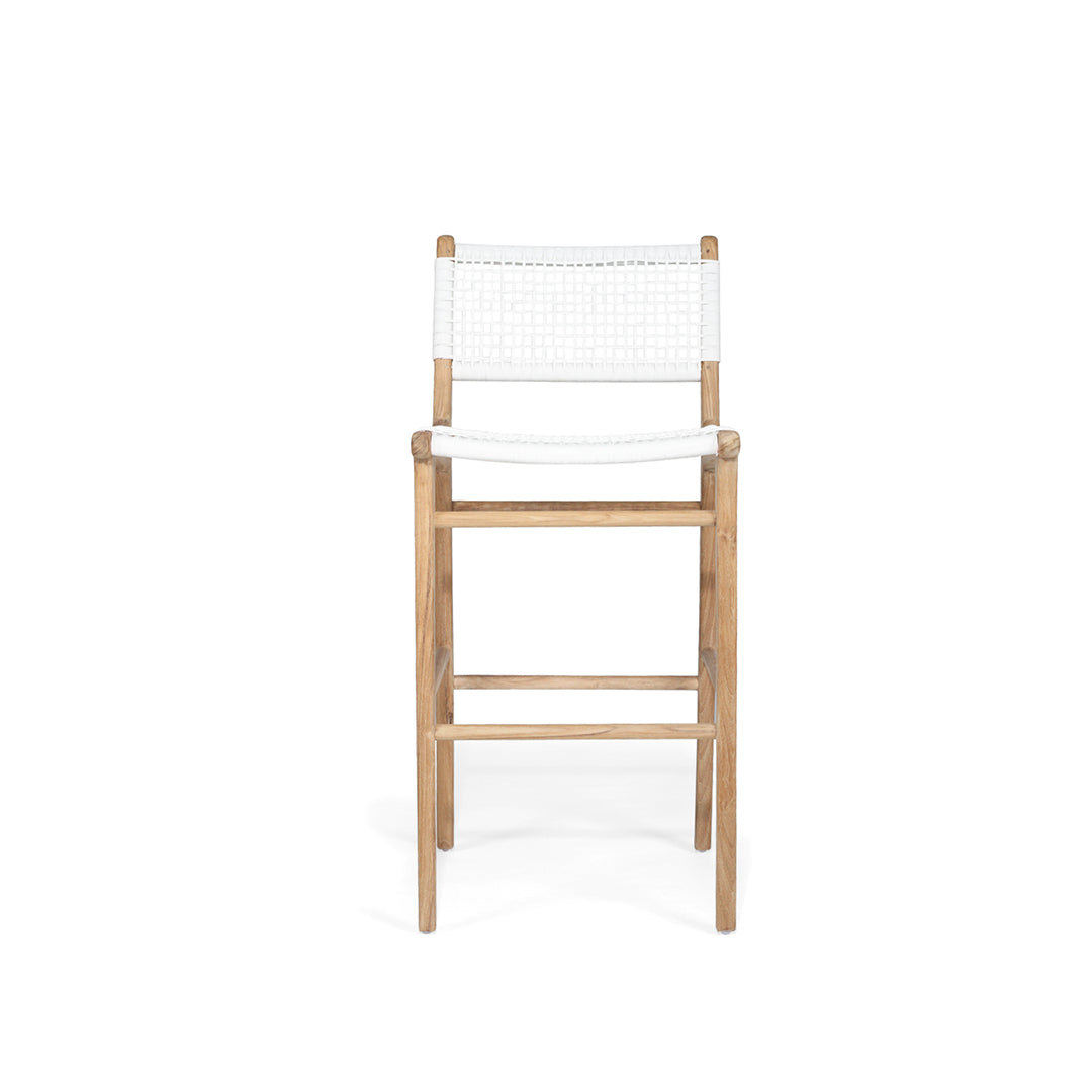 Slightly elevated straight-on view of the Zen Counter Stool – White – Open Weave highlighting proportions and materials.