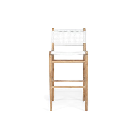 Slightly elevated straight-on view of the Zen Counter Stool – White – Open Weave highlighting proportions and materials.