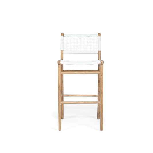 Slightly elevated straight-on view of the Zen Counter Stool – White – Open Weave highlighting proportions and materials.