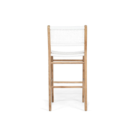 Rear studio view of the Zen Counter Stool – White – Open Weave displaying full backrest and structural support.