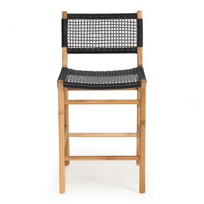 Alternate front-facing studio view of the Zen Counter Stool – Black – Open Weave showing open weave detail and structure.