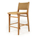 Three-quarter studio view of the Zen Counter Stool – Sand – Close Weave showing ergonomic shape, clean lines, and coastal-inspired texture.