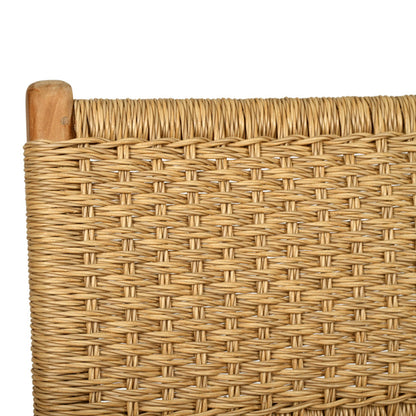 Detail close-up of backrest weaving on the Zen Counter Stool – Sand – Close Weave emphasising the durable, handwoven design.