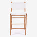 Front-facing studio shot of the Zen Counter Stool – White – Close Weave with teak frame and handwoven seat and backrest on a white background.