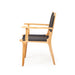 Side-on view of Zen Armchair – Black – Open Weave emphasizing the curved arm design and handwoven detail.
