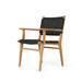 Angled front view of Zen Armchair – Black – Close Weave showing mid-century inspired form and tight weave texture.