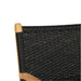 Detail view of the Zen Armchair – Black – Close Weave backrest showing fine handwoven pattern and natural teak frame.