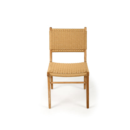 Straight front view of Zen Dining Chair – Sand – Close Weave on a white studio background.