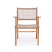 Studio front view of Zen Armchair – Washed Grey – Open Weave with teak arms and grid-pattern open weave.