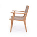 Side profile of Zen Armchair – Washed Grey – Open Weave emphasizing sculpted arms and woven seat structure.