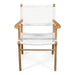 Front view of Zen Armchair – White – Open Weave on white background showcasing armrests, woven seat and back.