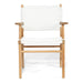 Front-facing image of Zen Armchair – White – Close Weave with tightly woven seat and minimalist frame.
