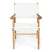Straight front studio shot of Zen Armchair – White – Close Weave featuring gently curved arms and woven seat.