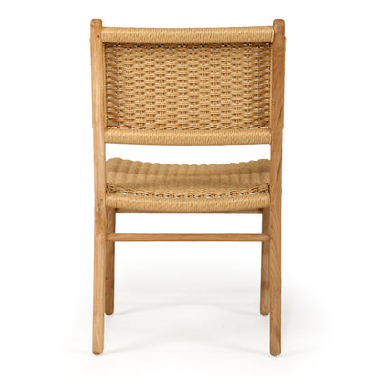 Rear studio view of Zen Dining Chair – Sand – Close Weave showing full backrest and visible frame structure.