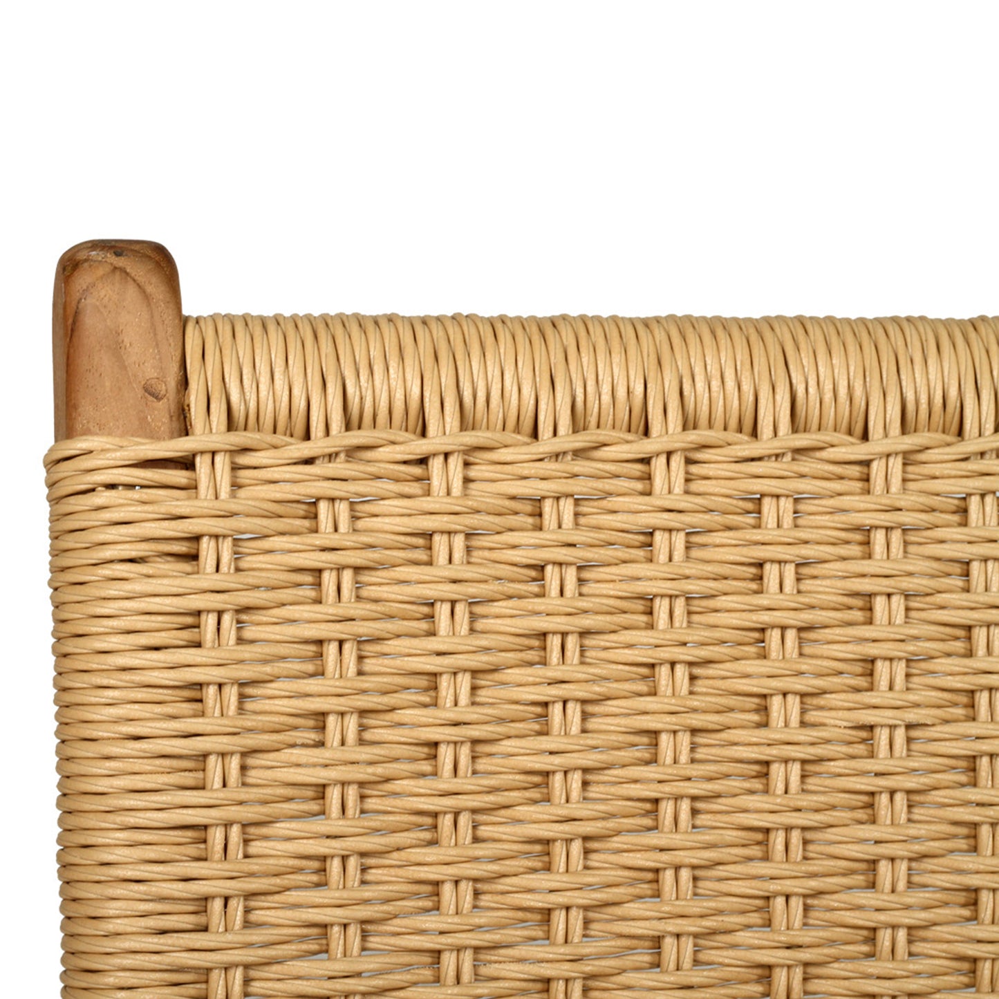 Close‑up of upper backrest weave detail on Zen Dining Chair – Sand – Close Weave showing tight hand‑woven pattern.