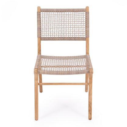 Straight front view of Zen Dining Chair – Washed Grey – Open Weave on plain white backdrop.