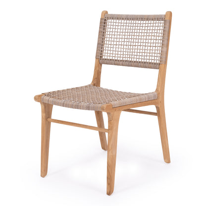 Angled front view of Zen Dining Chair – Washed Grey – Open Weave on white studio background.
