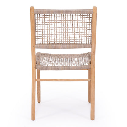 Rear view of the Zen Dining Chair – Washed Grey – Open Weave showing full backrest and frame structure.