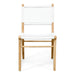 Front-facing image of Zen Dining Chair – White – Open Weave with woven seat and back framed in light teak.