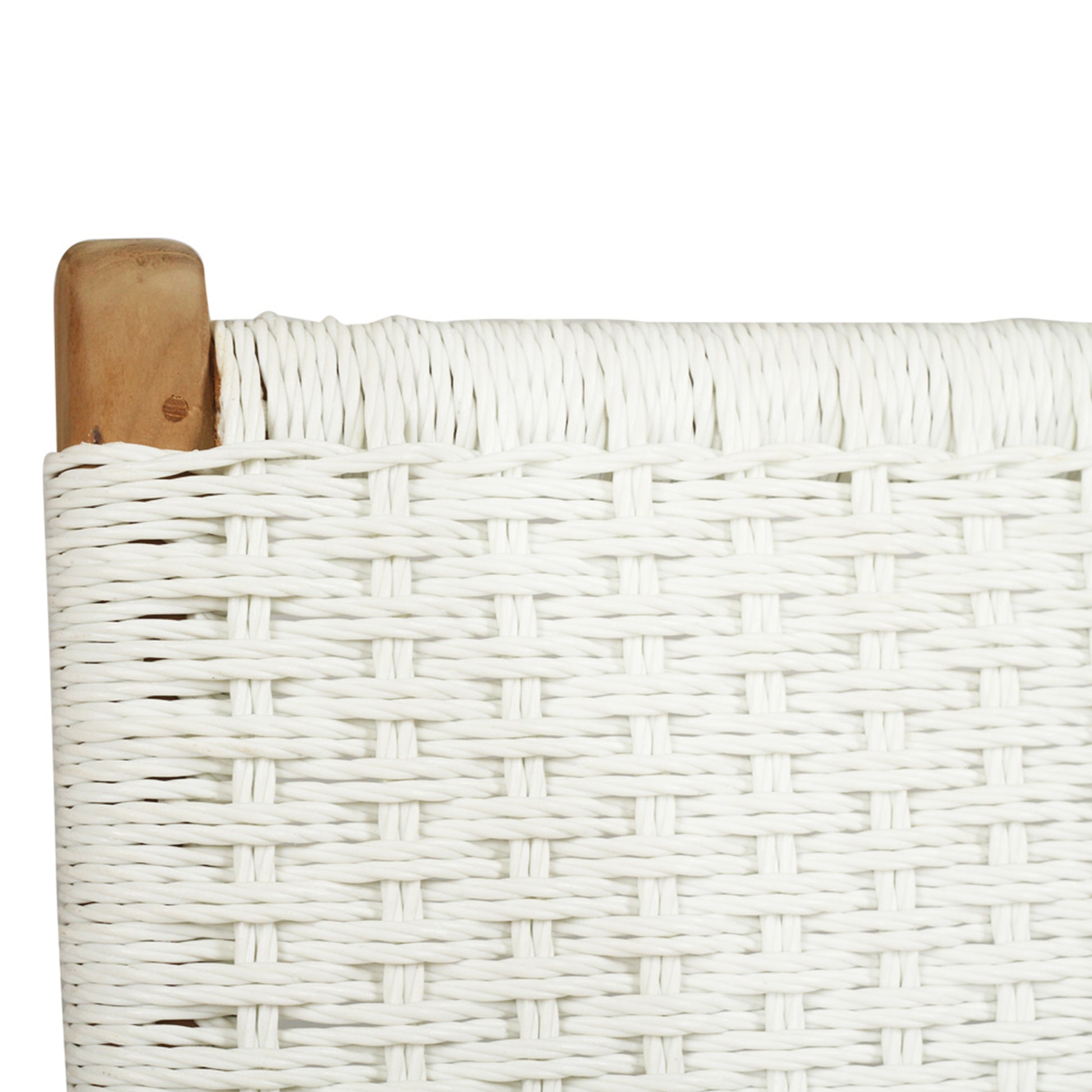 Close-up of backrest weave on Zen Dining Chair – White – Close Weave showing handwoven technique and smooth edge wrap.