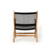 Rear view of Zen Lazy Chair – Black – Open Weave with grid-style rope backrest and natural teak frame.