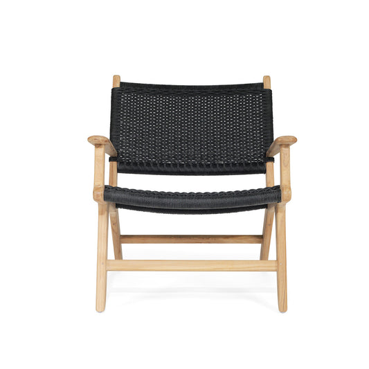 Eye-level front view of Zen Lazy Chair – Black – Close Weave showing gently curved form and woven detailing.