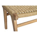 Angled corner detail of the Zen Lazy Chair Ottoman in Sand finish, featuring a close weave design with light tan rope tightly wrapped around the curved teak wood frame, emphasizing artisanal construction.