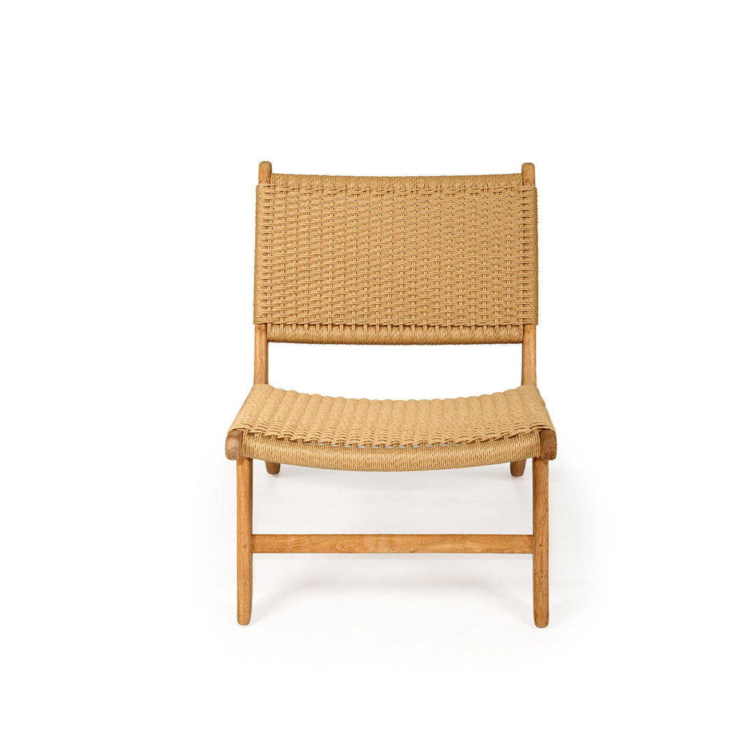 Front view of Zen Lazy Chair – Sand – Close Weave showcasing tightly handwoven rope on both seat and back.