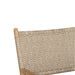 Close-up view of the Zen Lazy Chair - Sand - Close Weave showing the top portion of the backrest, which features tightly handwoven sand-coloured rope in a uniform basketweave pattern, wrapped around a natural teak wood frame.