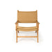 Front-facing view of Zen Lazy Chair – Sand – Close Weave with arms, showing full backrest and gently curved woven seat.