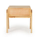 Back view of the Castaway Bedside Table showing plain timber panel and simple frame construction
