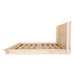 Side view of the Castaway Super King Bed natural timber frame with low platform base and slats