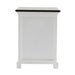 Side view of Halifax Accent bedside drawer unit showing white panel detail and dark timber top.
