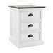 Halifax Accent bedside drawer unit in white with dark timber top and three drawers