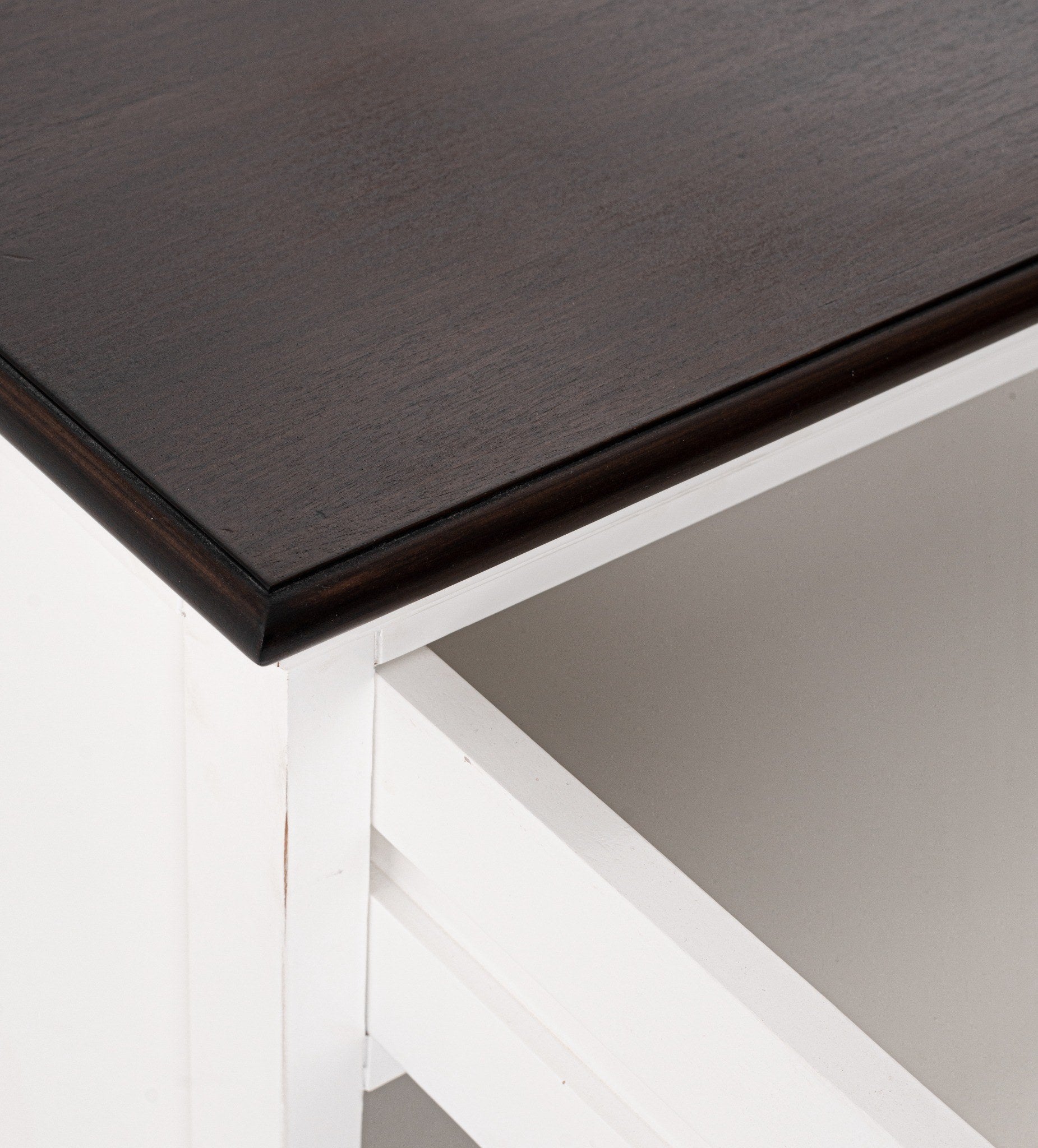 Close-up of Halifax Accent bedside table dark timber top showing wood grain finish