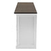 Halifax Accent Buffet side panel view showing white painted coastal cabinet body, dark timber top and classic moulded detailing.