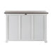 Halifax Accent Buffet with 2 baskets rear view showing white painted back panels, dark timber top and long sideboard cabinet frame.