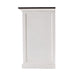 Halifax Accent Buffet with 4 baskets side view showing white painted panel detail, dark timber top and classic Hamptons coastal cabinet profile.